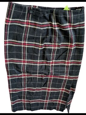 Talbots Black Plaid Skirt with Red and Cream Windowpane